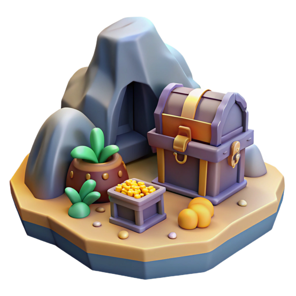 wonderful classic dramatic modern serene classic 3D Cartoon Treasure Island Illustration original exclusive premium png
