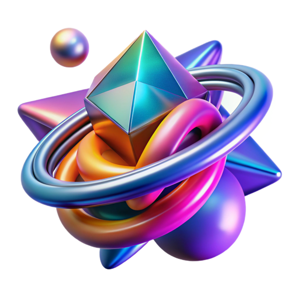An abstract design with a colorful object png