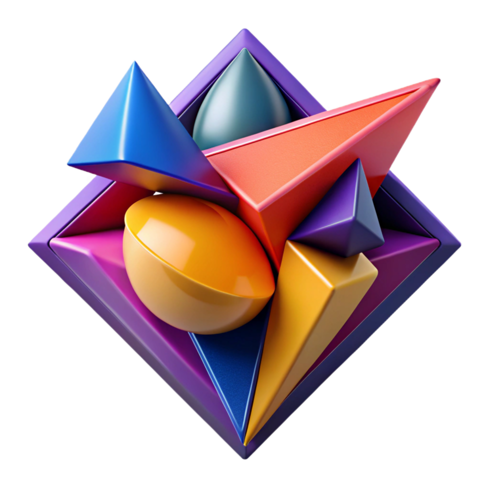 serene rustic elegant abstract serene traditional Vibrant 3D Abstract Geometric Shapes exclusive original high resolution png