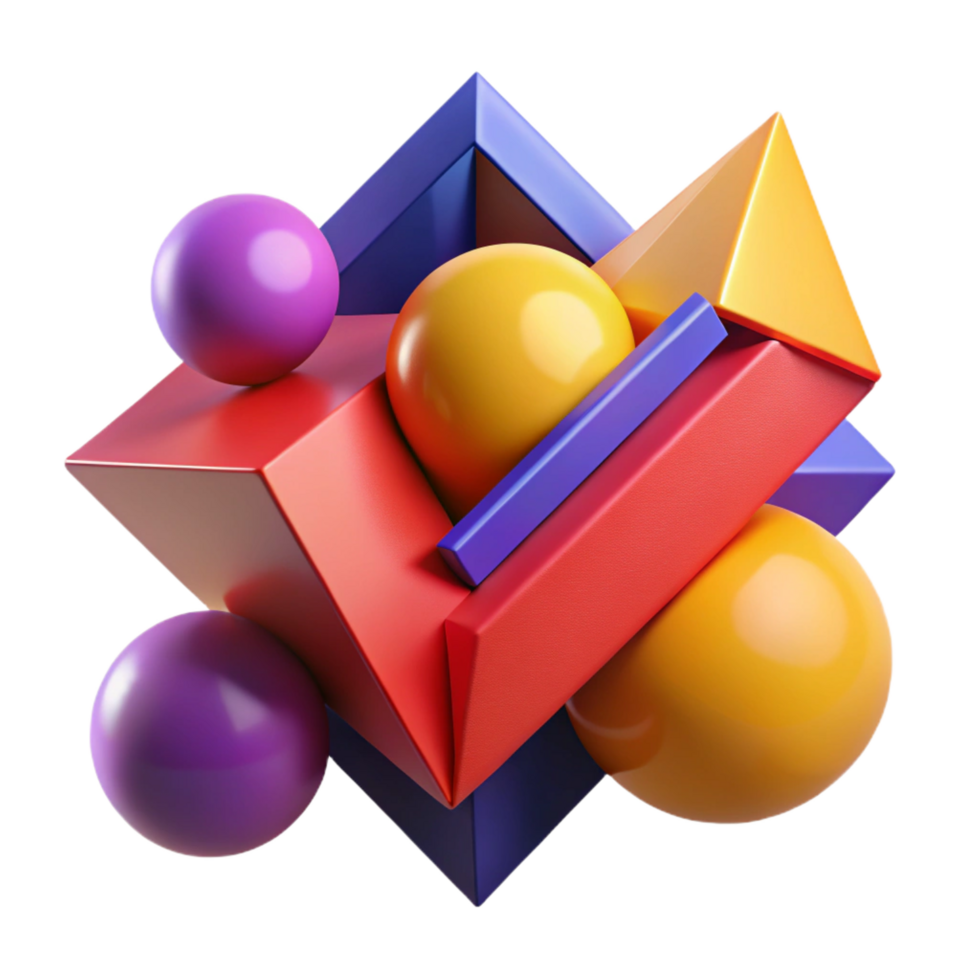 magnificent creative stunning rustic serene contemporary Abstract 3D Render Colorful Geometric Shapes detailed original high resolution png