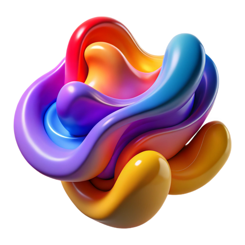 serene vintage Abstract 3D Render Colorful Fluid Shapes authentic png