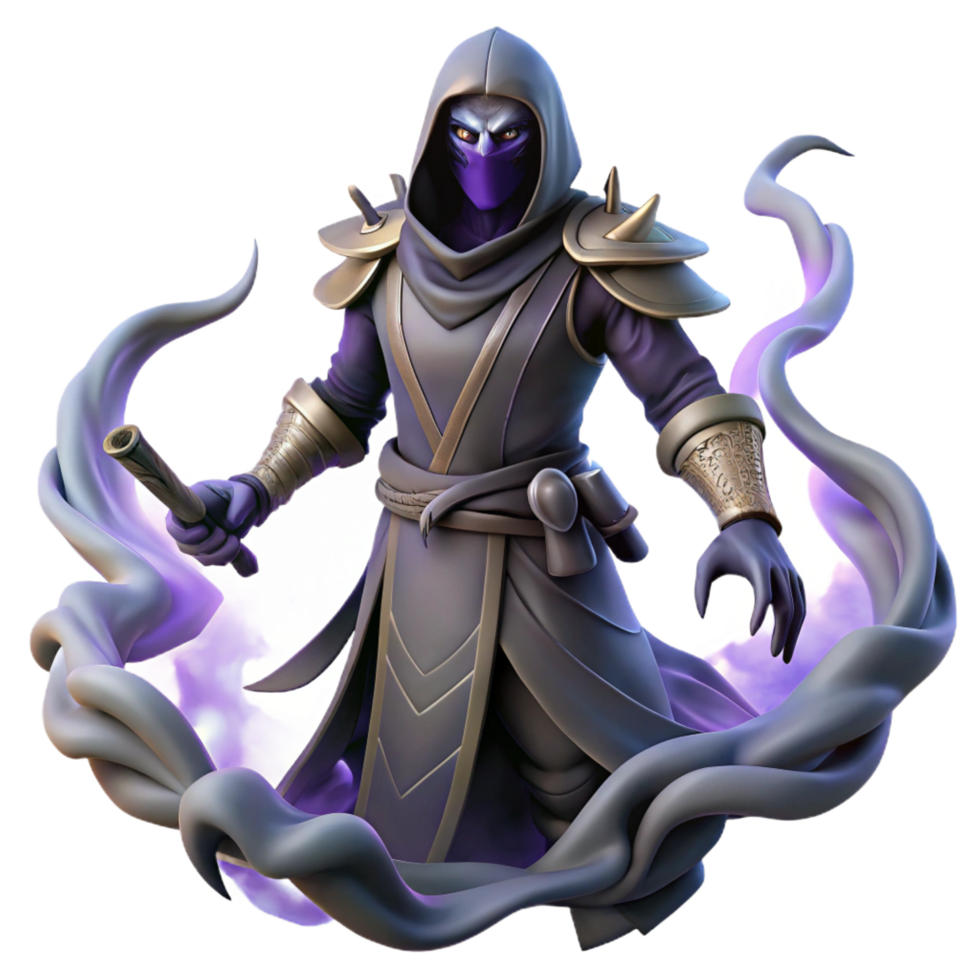 extraordinary artistic magnificent traditional beautiful minimalist Mysterious Hooded Figure 3D Render authentic detailed premium png