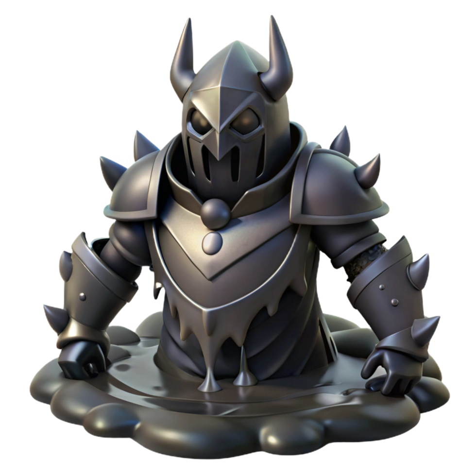 elegant artistic impressive vintage wonderful contemporary 3D Render of a Knight Sinking in Tar 4K original premium png