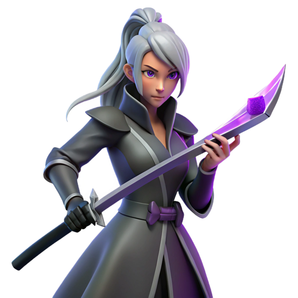 impressive modern dramatic abstract dramatic artistic 3D Render Female Warrior with Sword high resolution high quality high resolution png
