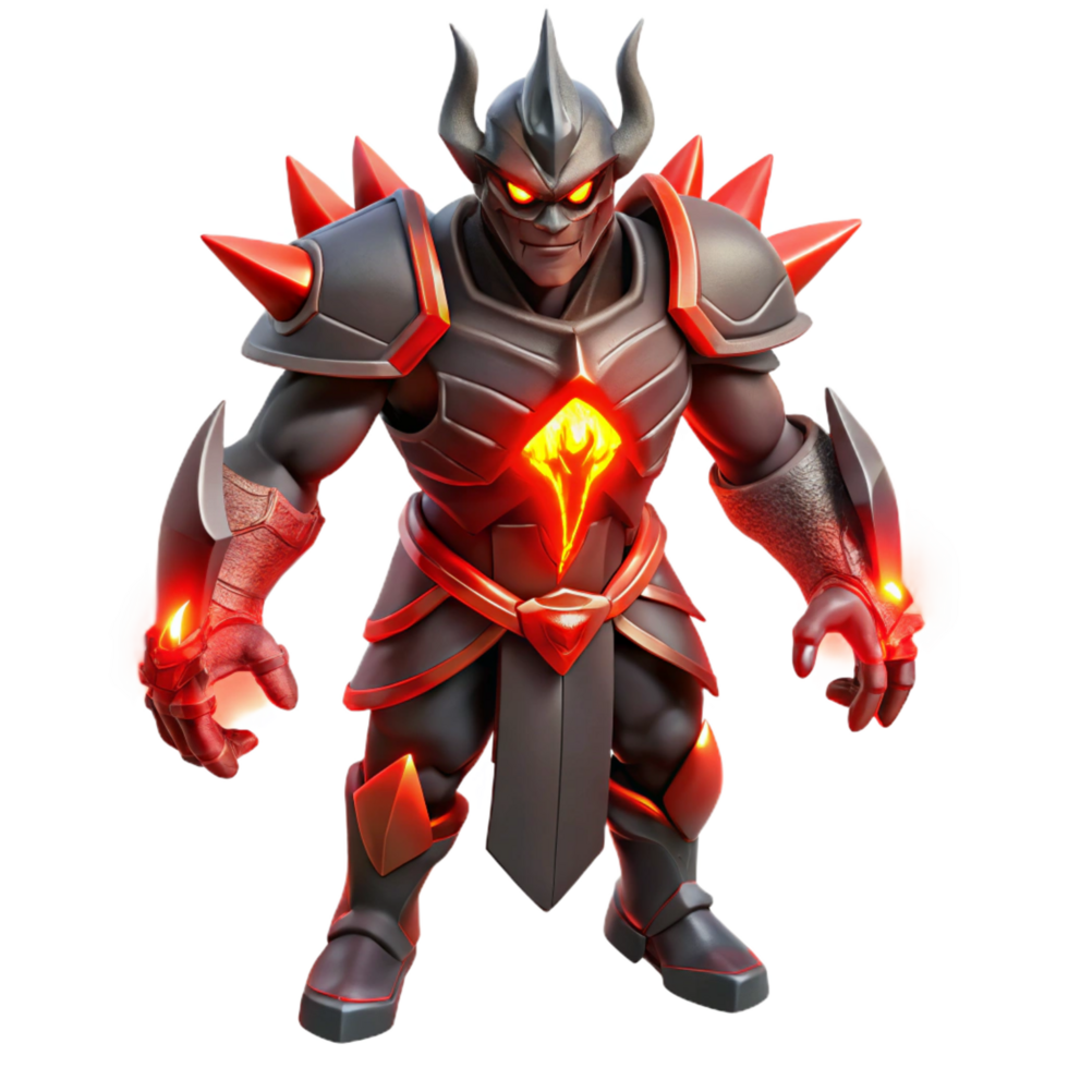 vibrant traditional vibrant minimalist magnificent abstract Fiery Inferno Knight 3D Render detailed authentic exclusive png