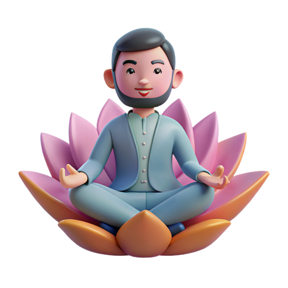 vibrant modern elegant modern beautiful creative 3D Render Peaceful Man Lotus Meditation detailed detailed original png