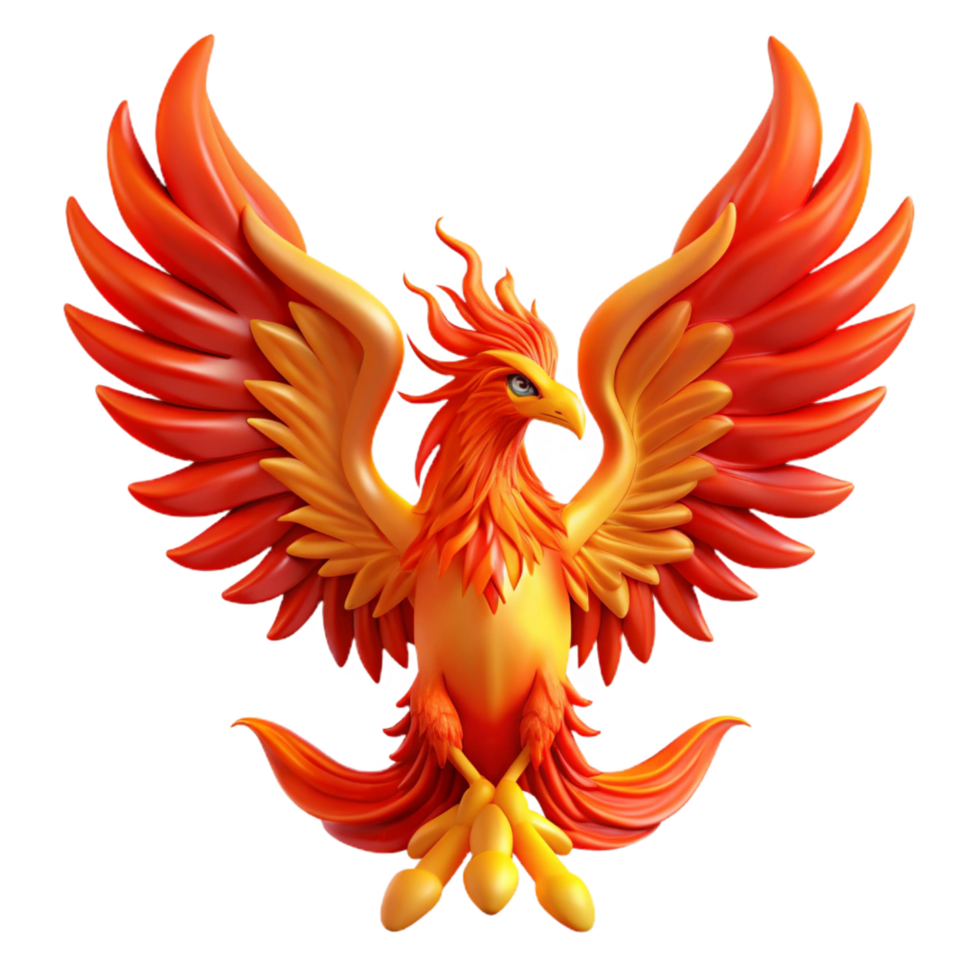 beautiful traditional magnificent abstract impressive modern Fiery Phoenix 3D Render high resolution professional high resolution png