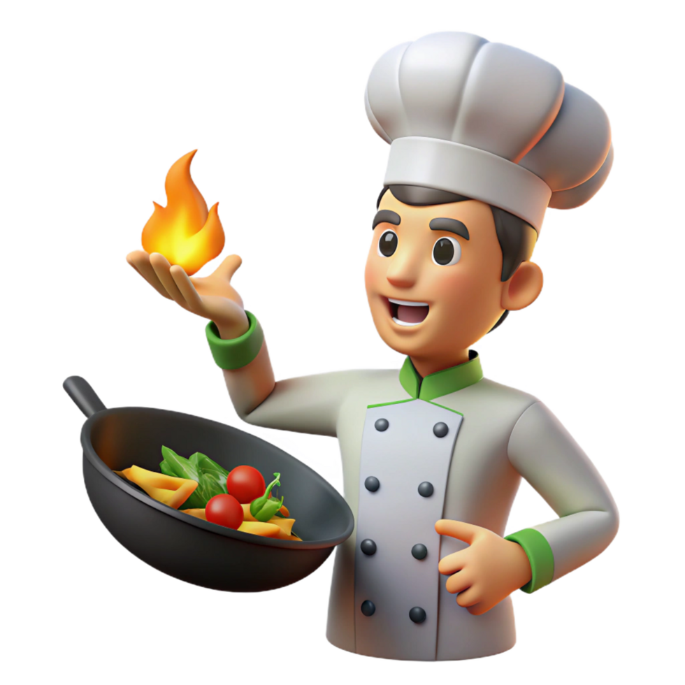 stunning creative 3D Cartoon Chef Cooking Illustration authentic png