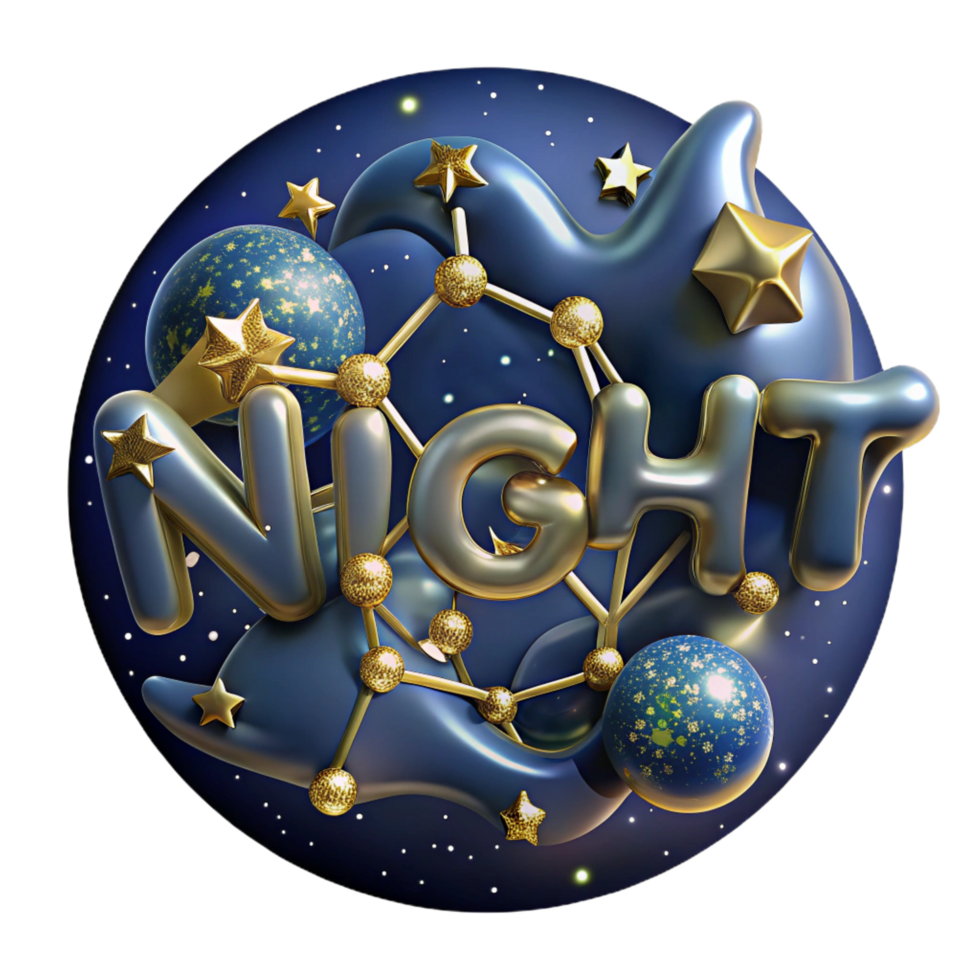 elegant minimalist Night Sky 3D Illustration premium png