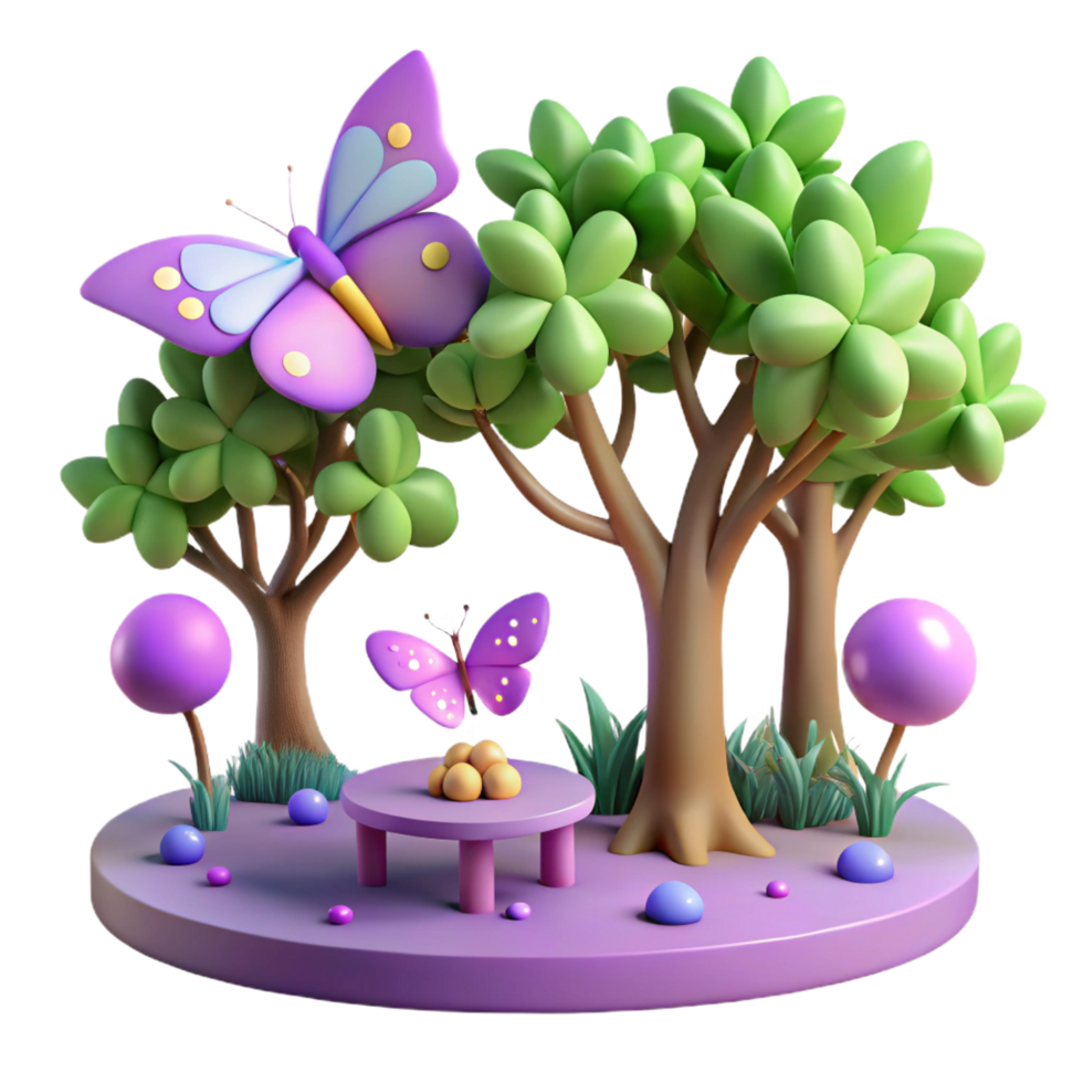 wonderful classic impressive contemporary wonderful creative 3D Cartoon Butterfly Garden Illustration original high resolution professional png