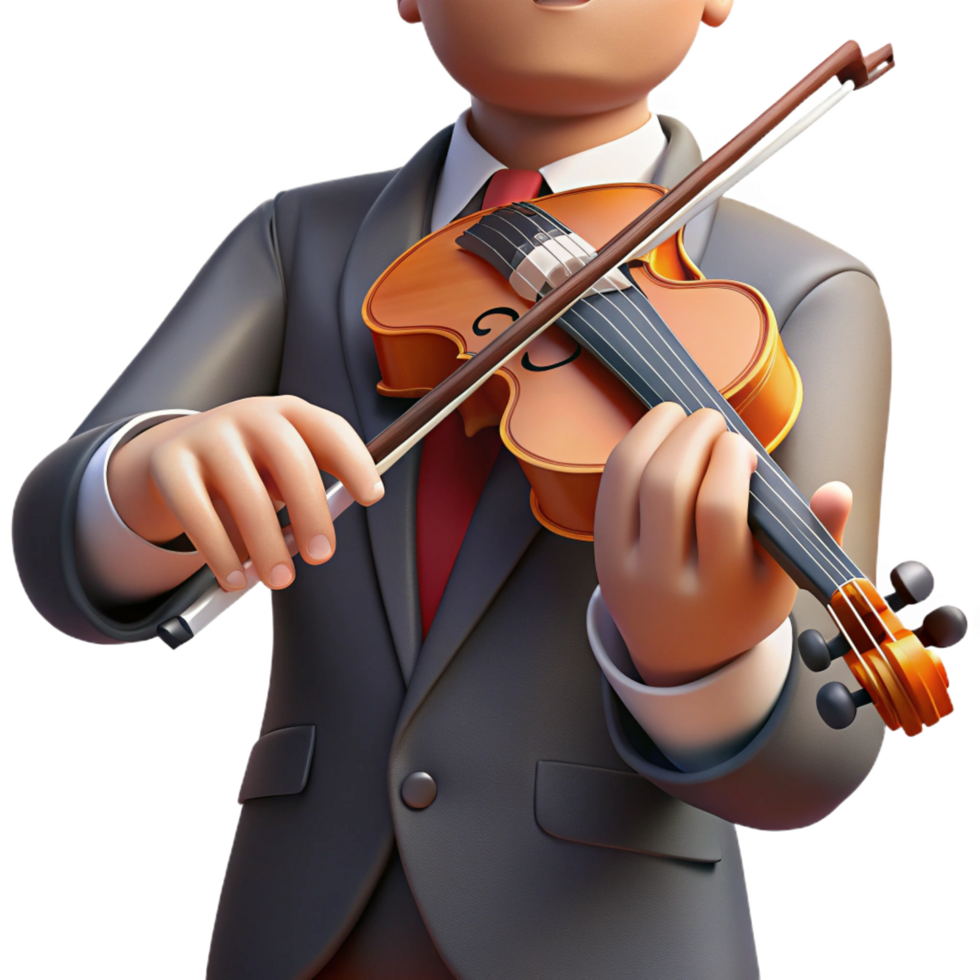 dramatic artistic wonderful rustic stunning contemporary 3D Illustration Violinist in Suit original authentic professional png