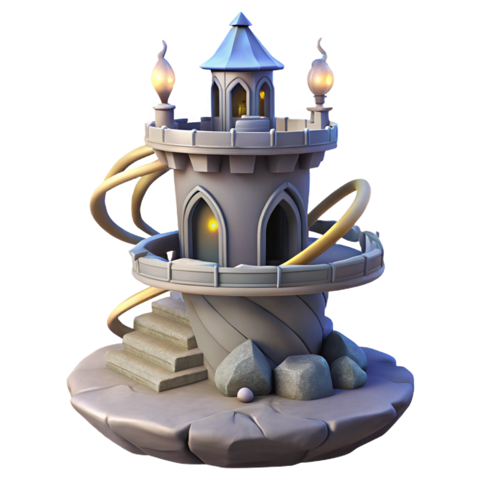 dramatic minimalist extraordinary abstract vibrant rustic Fantasy Tower 3D Render high quality exclusive 4K png