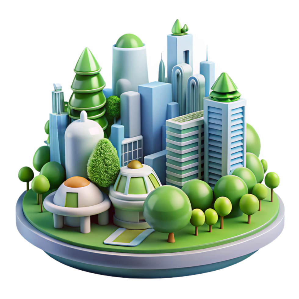 extraordinary classic Eco Friendly City 3D Illustration professional png