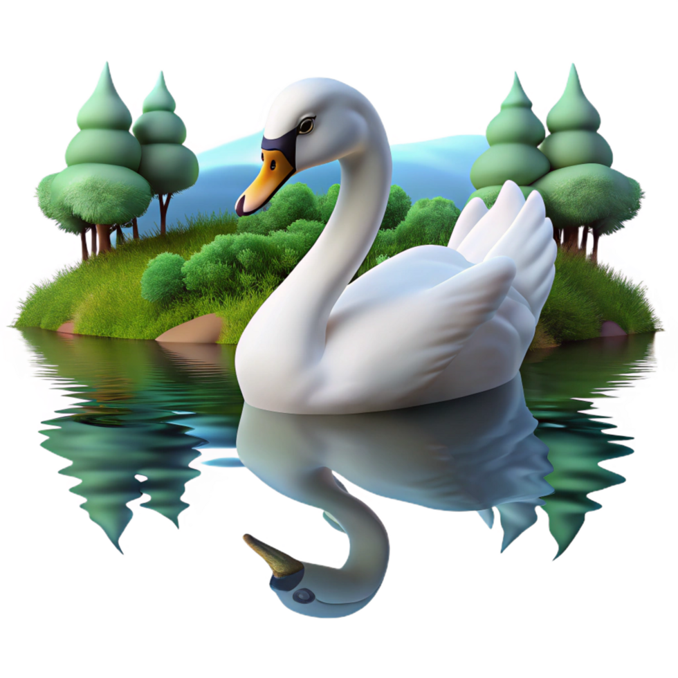 vibrant minimalist serene creative wonderful minimalist Serene Swan 3D Illustration high resolution high resolution premium png