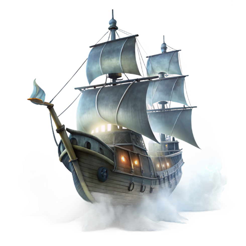 stunning creative wonderful abstract vibrant creative 3D Sailing Galleon in Mist genuine original exclusive png