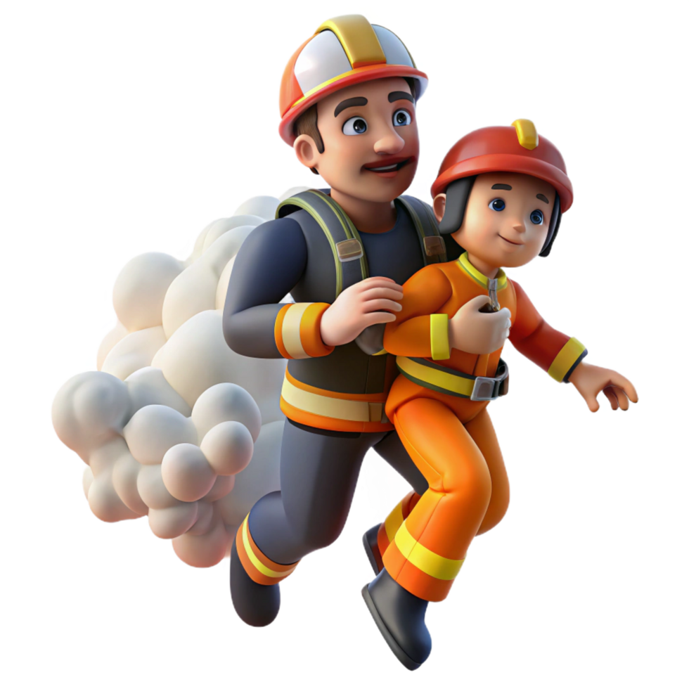 beautiful rustic stunning modern elegant abstract 3D Illustration Firefighter Rescue 4K detailed detailed png