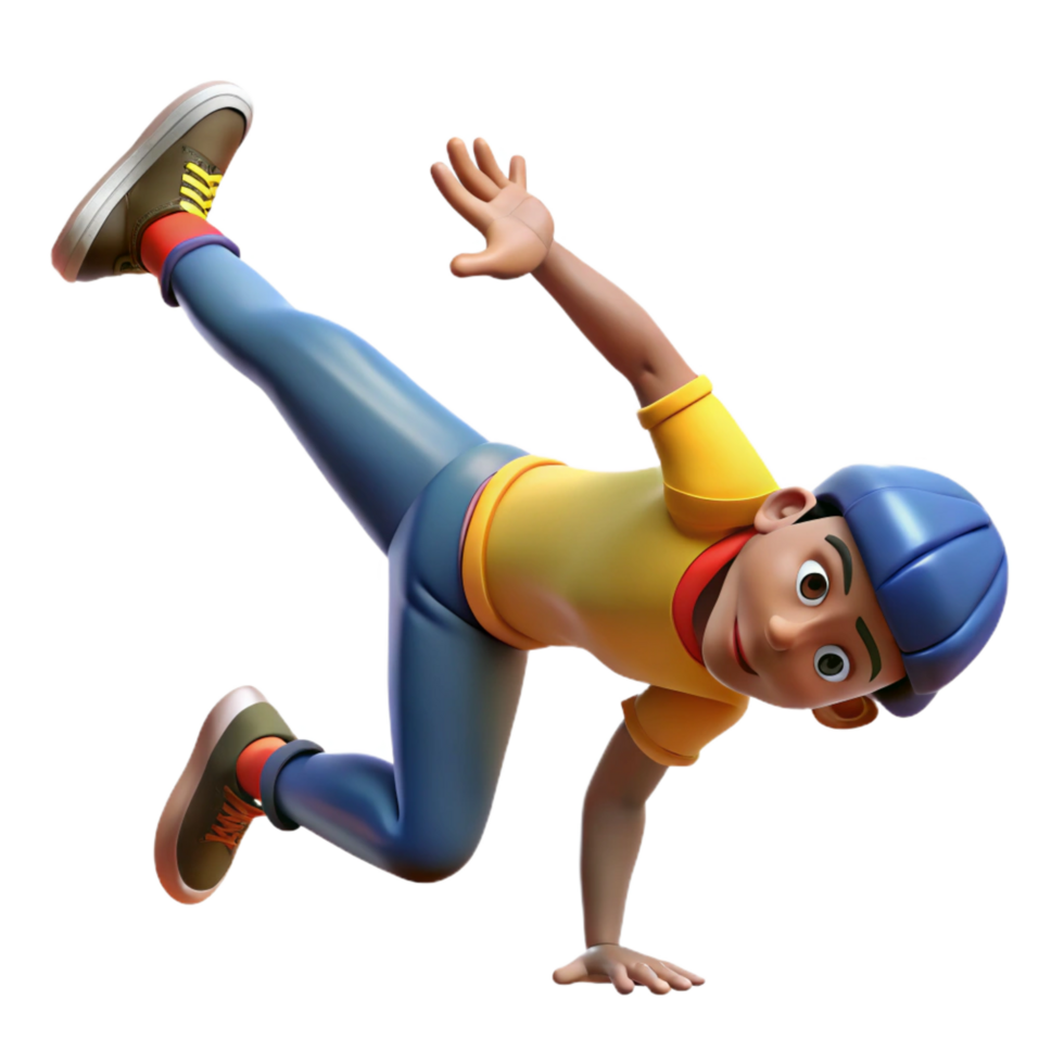 stunning rustic wonderful classic wonderful vintage 3D Cartoon Boy Breakdancing Illustration high quality high quality high quality png