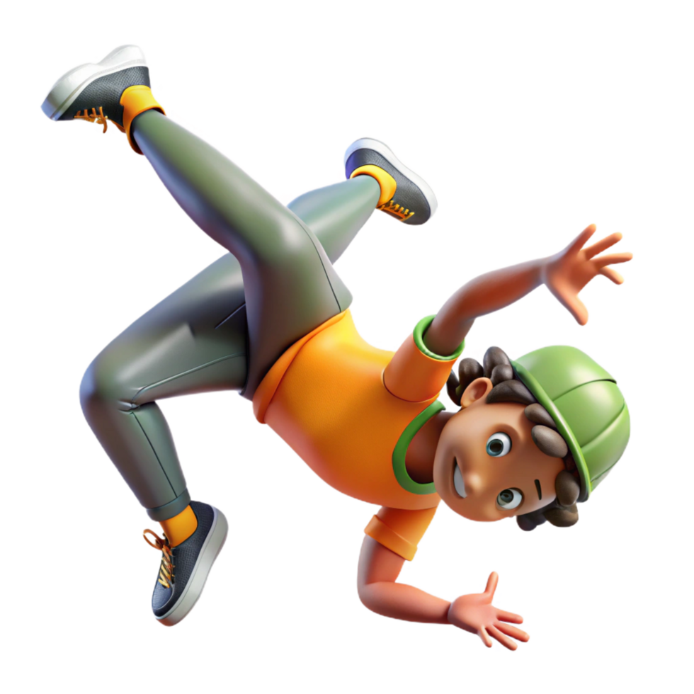 serene abstract beautiful creative magnificent rustic 3D Cartoon Kid Breakdancing Illustration professional exclusive high resolution png