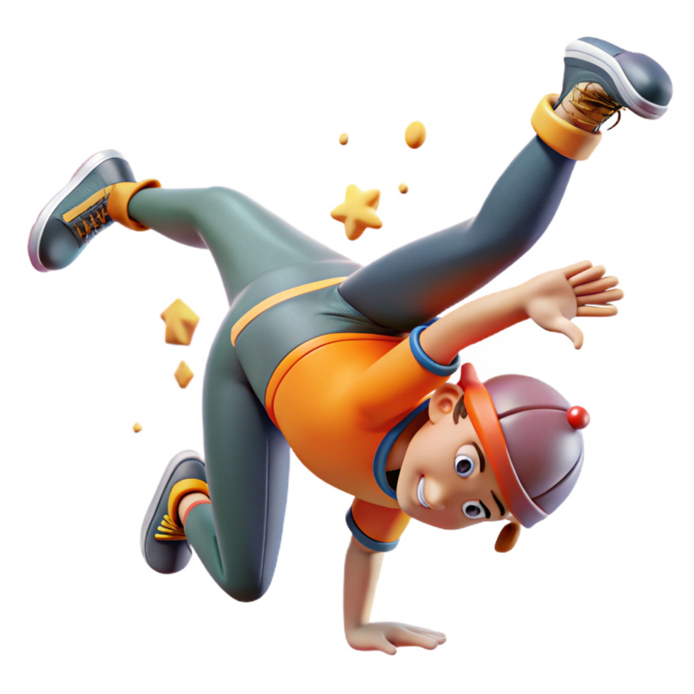 stunning traditional extraordinary contemporary serene creative 3D Cartoon Boy Breakdancing Illustration high resolution genuine high resolution png