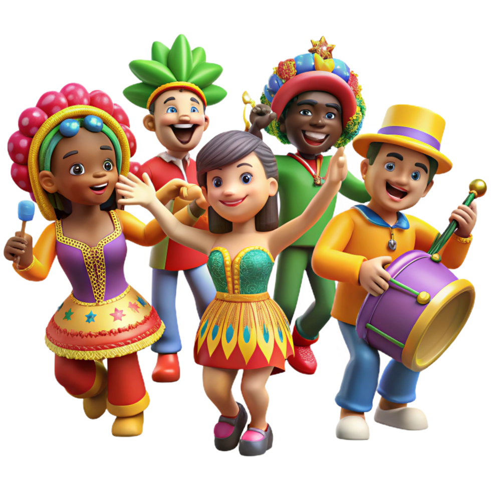 Joyful 3D Carnival Dancers Illustration png