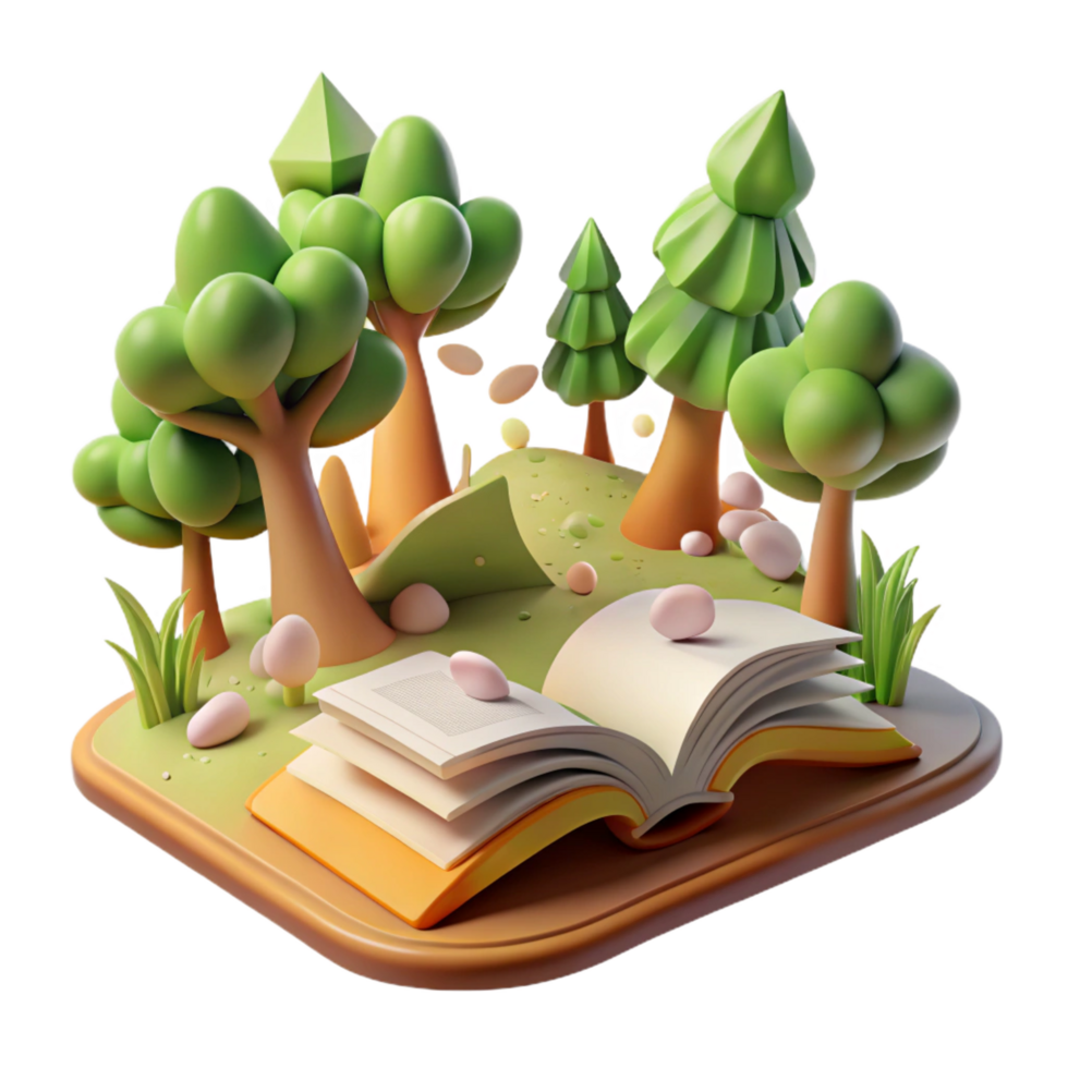 A book with trees and a tree in the middle png