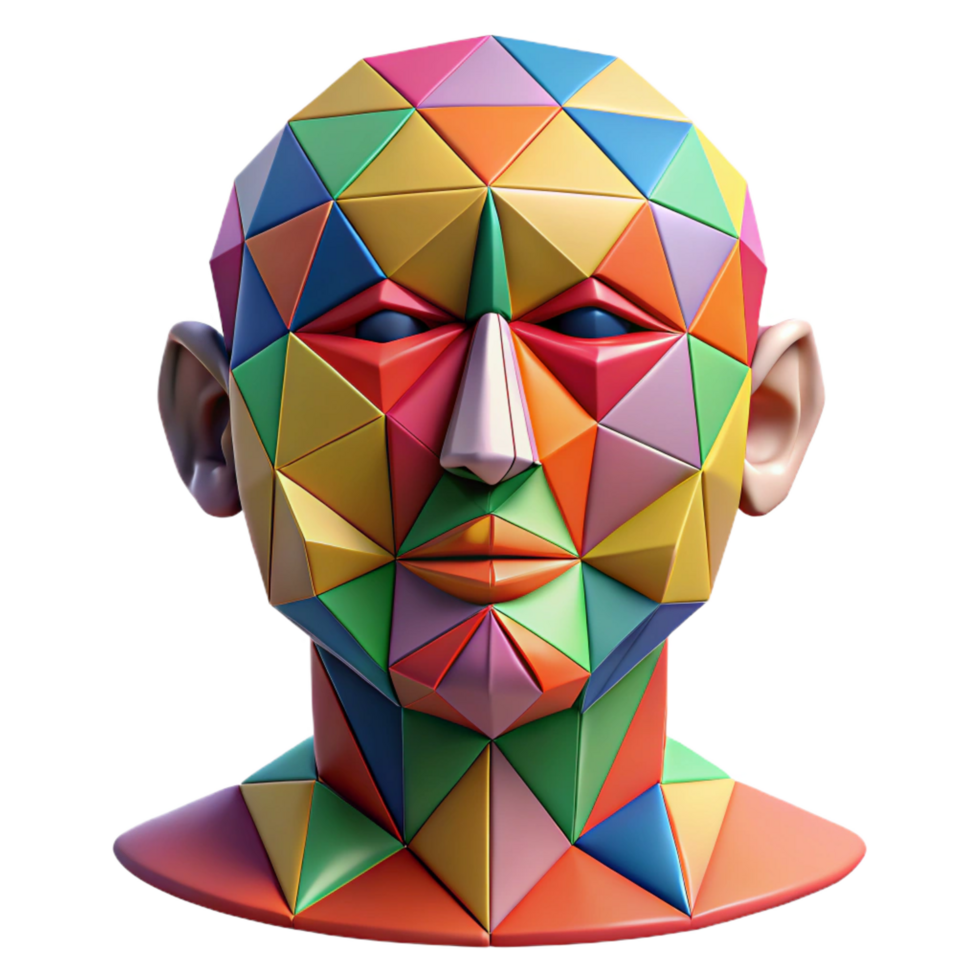 impressive rustic extraordinary abstract Colorful Geometric 3D Head Illustration authentic authentic png