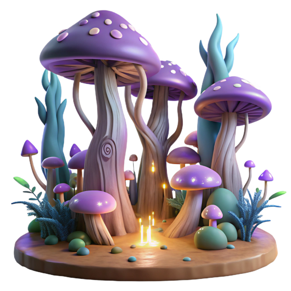 wonderful rustic elegant rustic Enchanted 3D Mushroom Forest detailed premium png