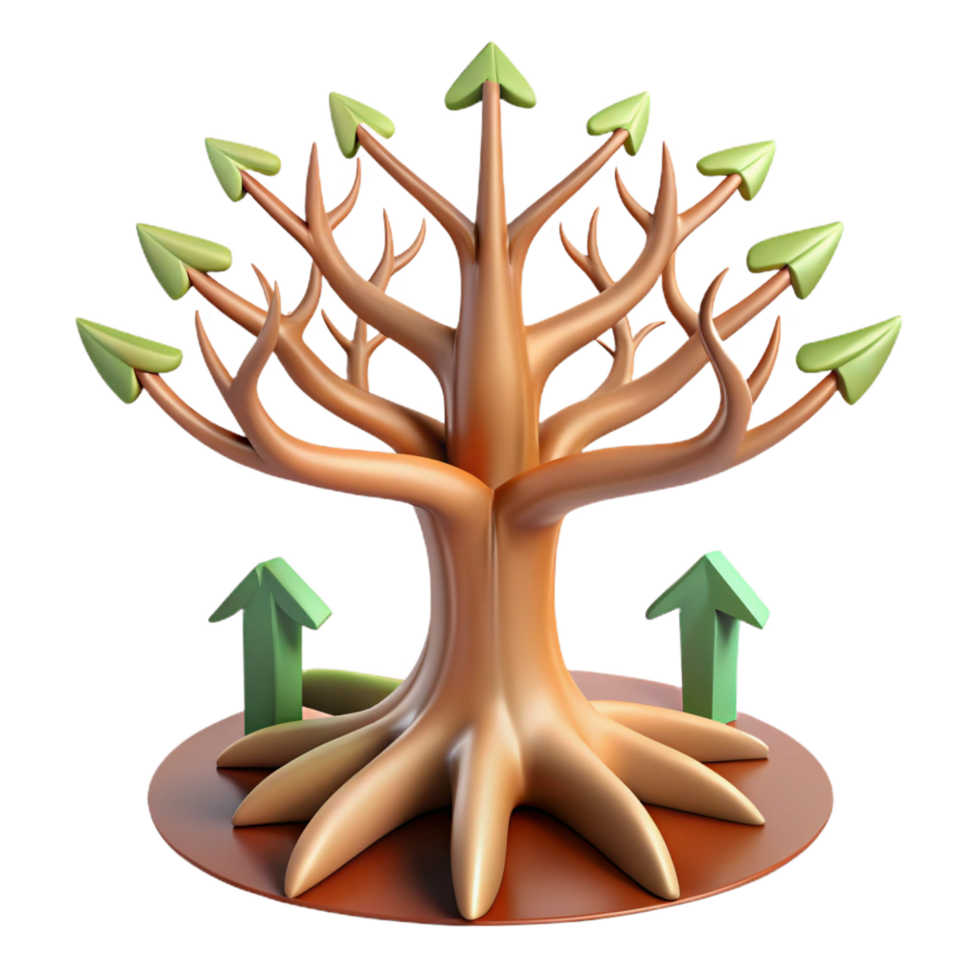 elegant abstract vibrant creative Growth Tree 3D Illustration 4K high resolution png