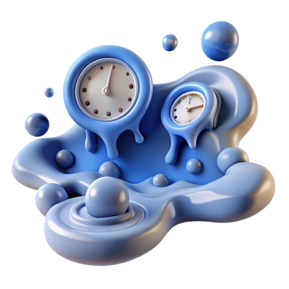 magnificent modern vibrant artistic Melting Clocks 3D Illustration authentic premium png