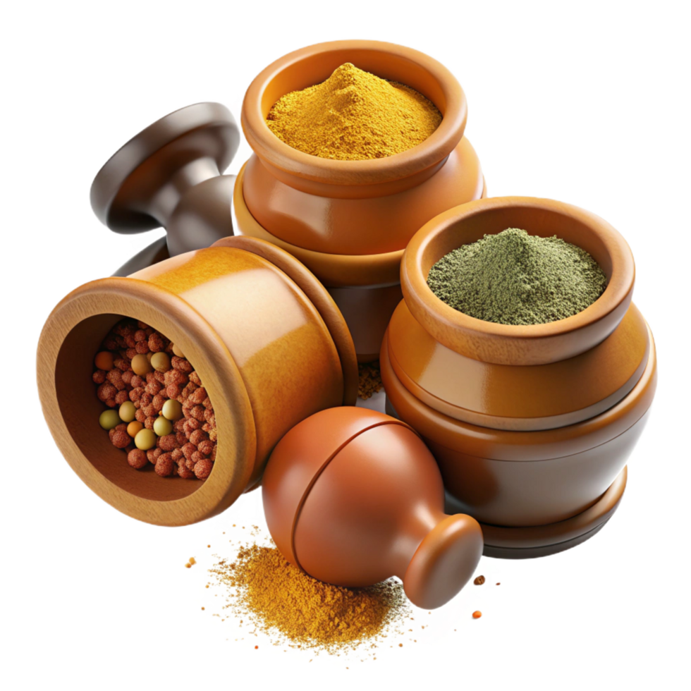 Wooden Spice Jars 3D Illustration png