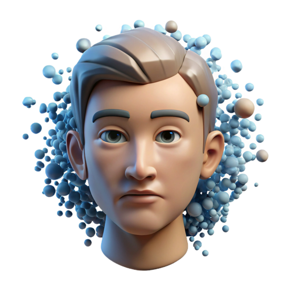 magnificent contemporary wonderful creative 3D Cartoon Male Head, Abstract Background high resolution authentic png