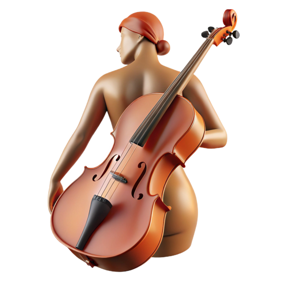 vibrant artistic elegant contemporary Cello Player 3D Render exclusive detailed png