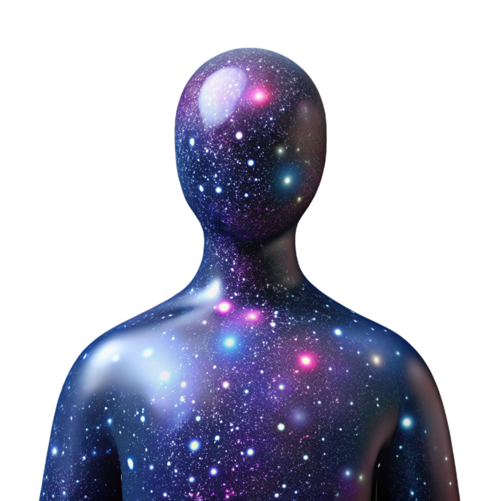 elegant contemporary wonderful minimalist Cosmic Being 3D Render genuine high resolution png