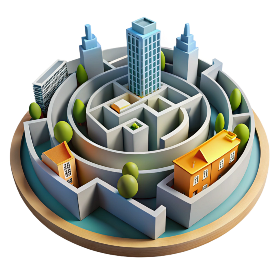stunning creative magnificent rustic 3D City Maze Illustration 4K 4K png