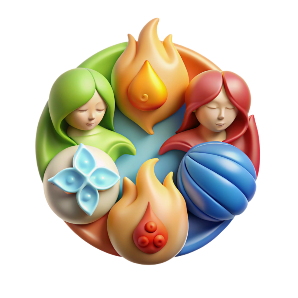 vibrant rustic elegant artistic 3D Illustration of the Four Elements original original png