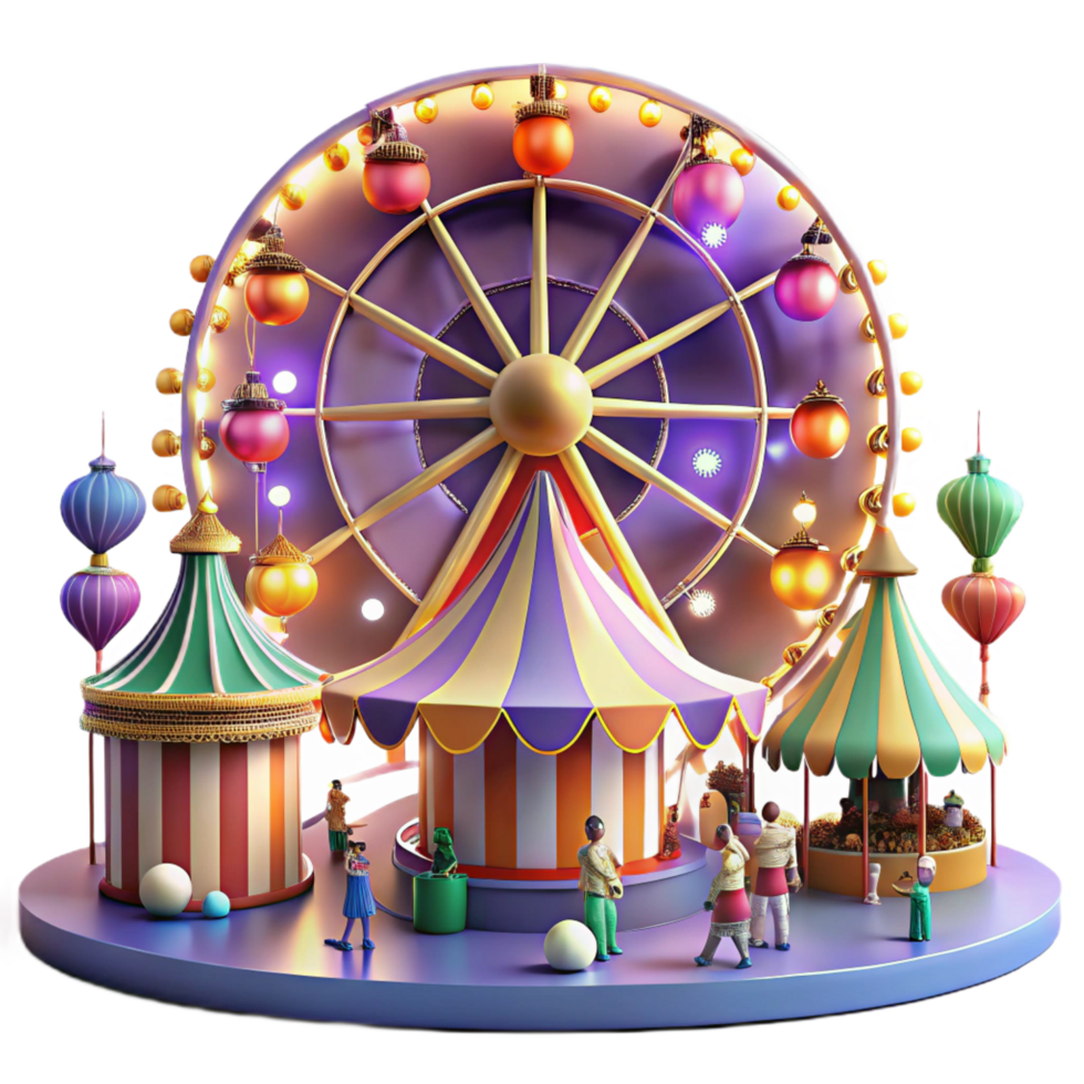 wonderful classic wonderful artistic 3D Render of Carnival Ferris Wheel high resolution 4K png