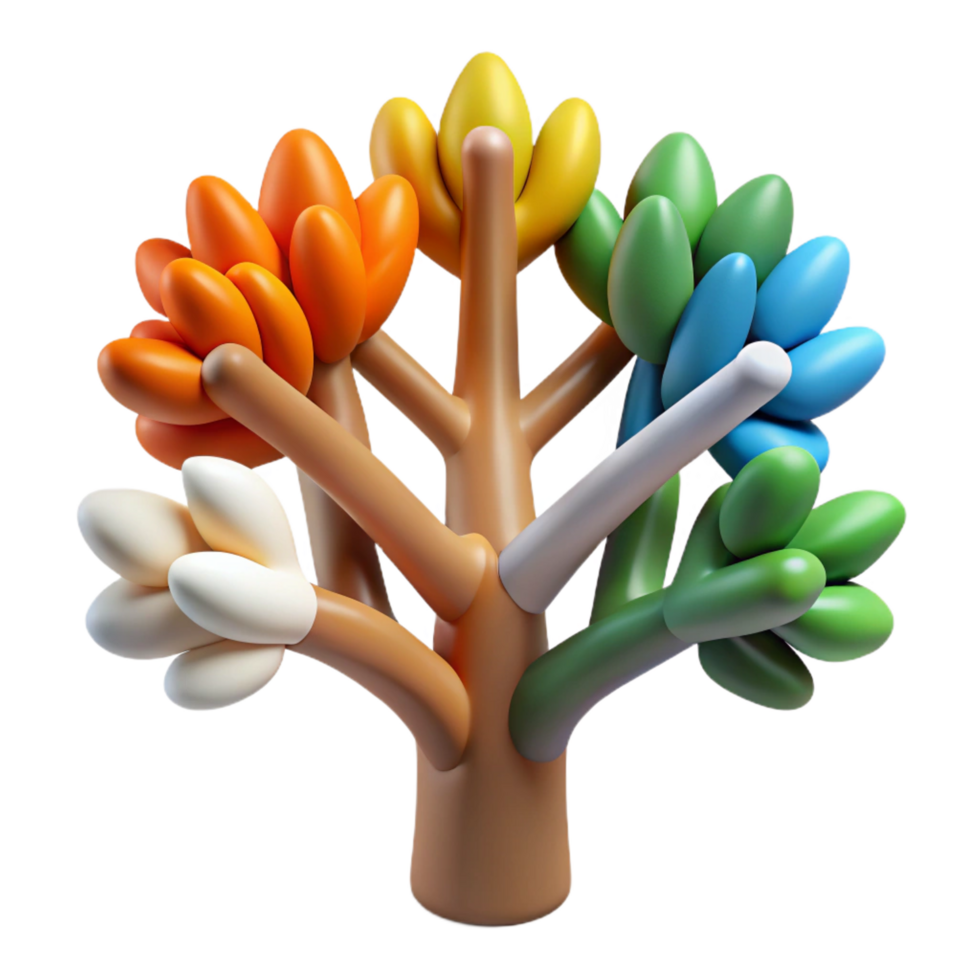 impressive modern wonderful rustic Colorful 3D Seasonal Tree Illustration authentic genuine png