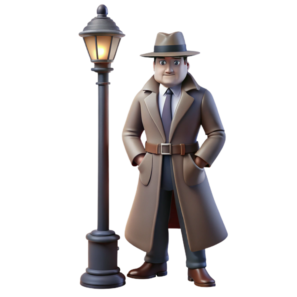 magnificent modern stunning artistic 3D Cartoon Detective Illustration professional exclusive png