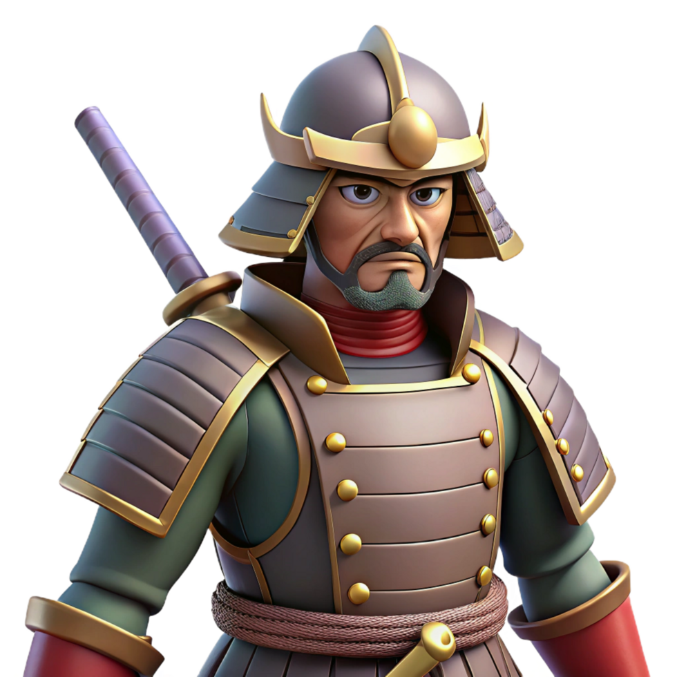 impressive creative impressive abstract 3D Stylized Samurai Warrior Illustration authentic detailed png