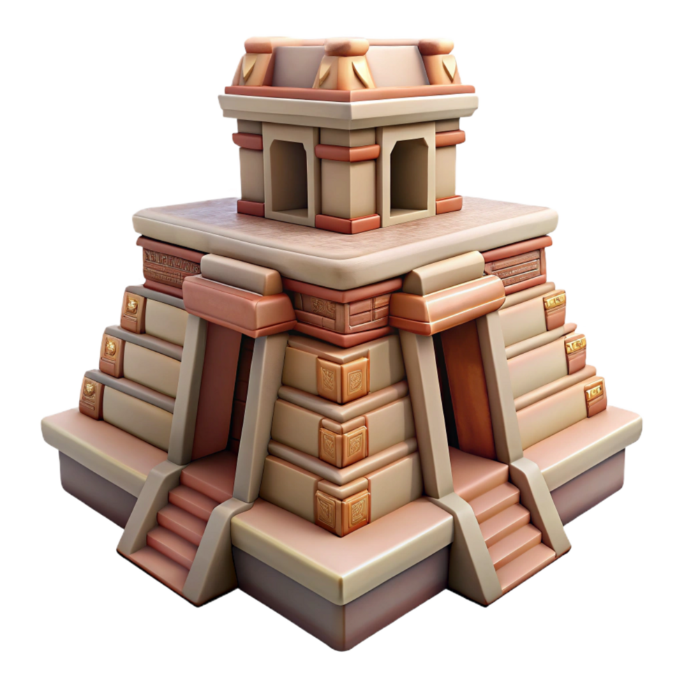 dramatic rustic extraordinary creative Stylized 3D Mayan Pyramid Model original high resolution png