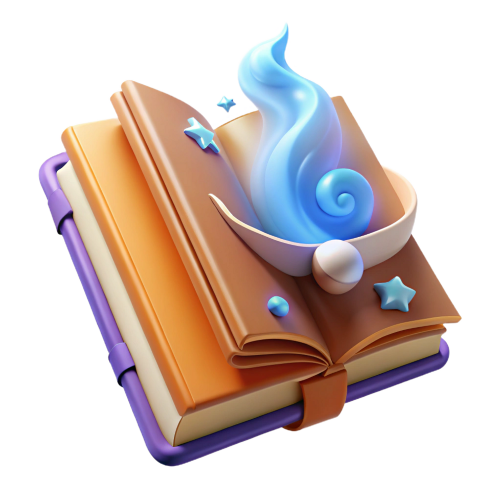 wonderful classic vibrant classic Magical Book 3D Render 4K authentic png