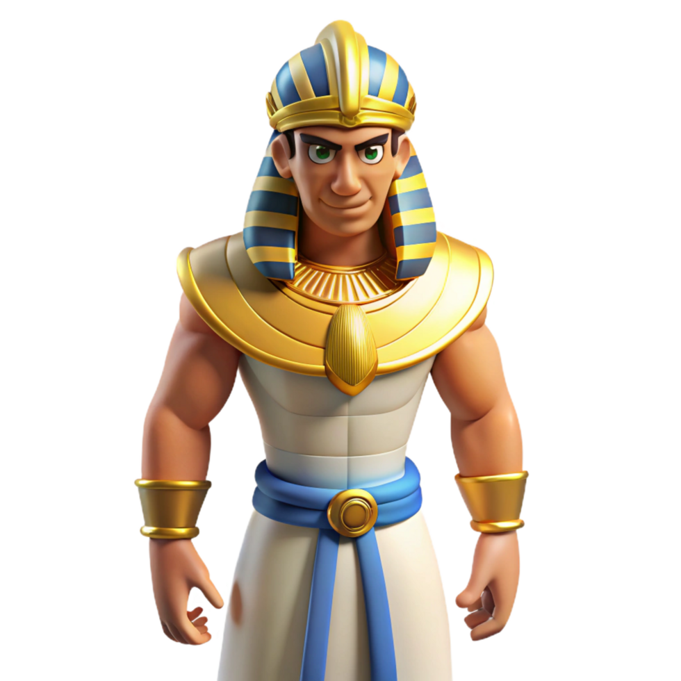 elegant minimalist beautiful minimalist Cartoon Pharaoh 3D Render detailed authentic png