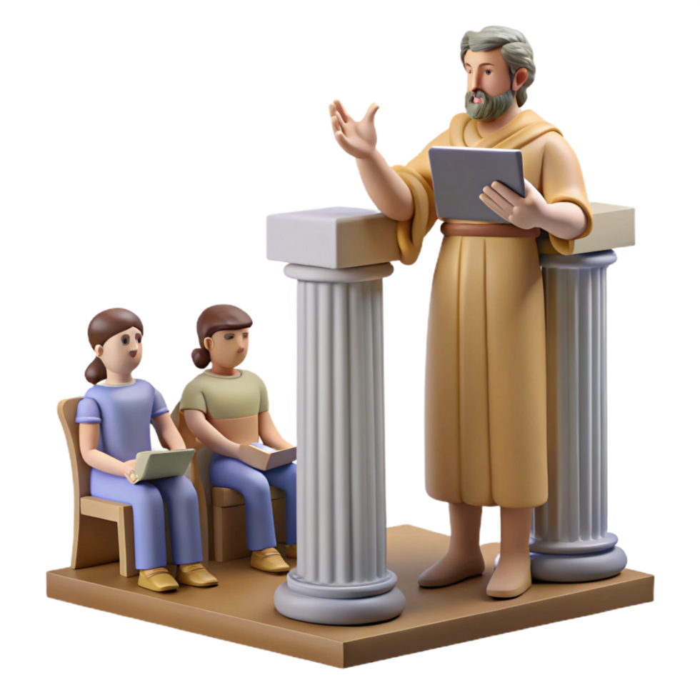 extraordinary minimalist extraordinary abstract 3D Illustration Teacher Lecturing Students 4K original png