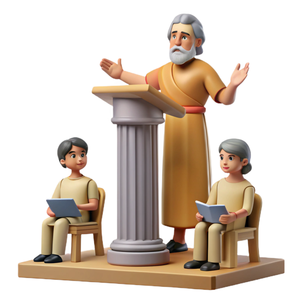 3D Illustration Teacher and Students in a Classroom png