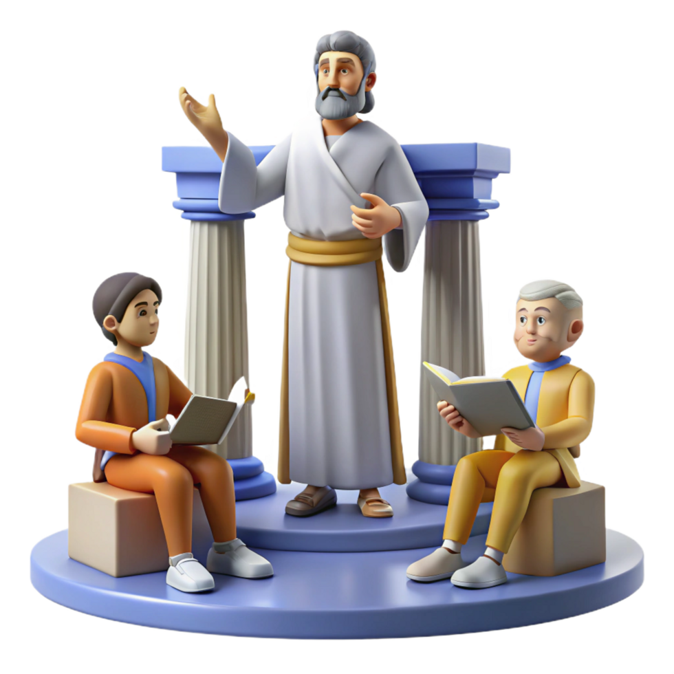 serene abstract serene classic 3D Illustration Religious Teacher and Students authentic authentic png