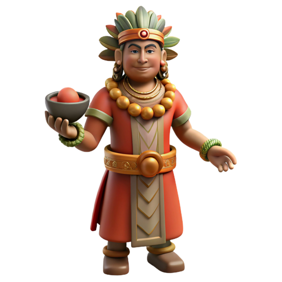 stunning minimalist extraordinary modern 3D Render Mayan King Character Illustration original high quality png