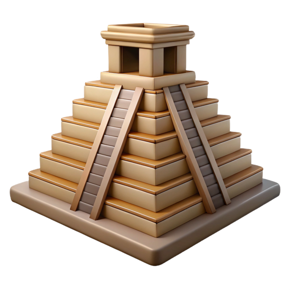 dramatic artistic wonderful rustic 3D Model Mayan Pyramid Icon authentic 4K png