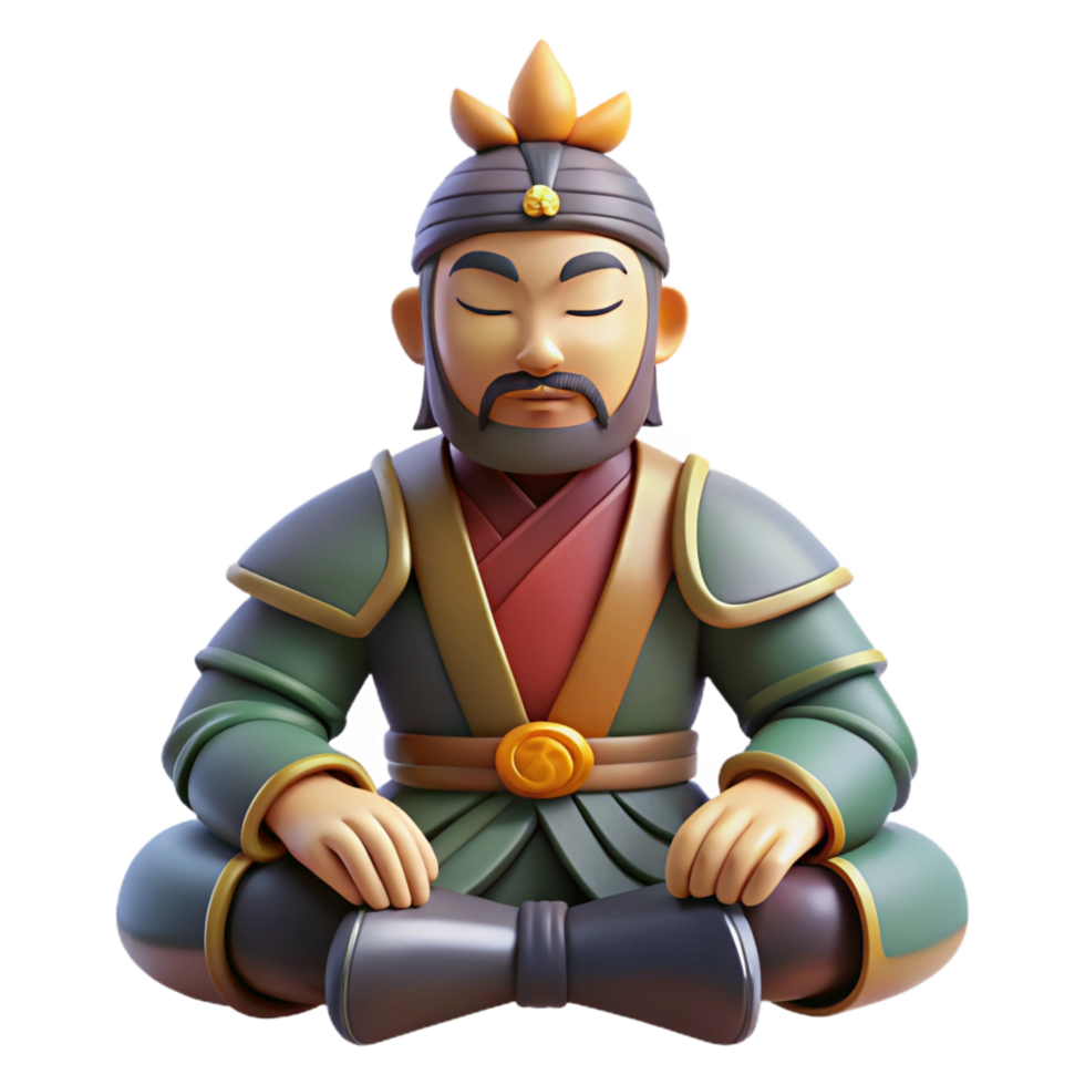 beautiful abstract magnificent contemporary 3D Render Peaceful Warrior Monk Illustration authentic exclusive png