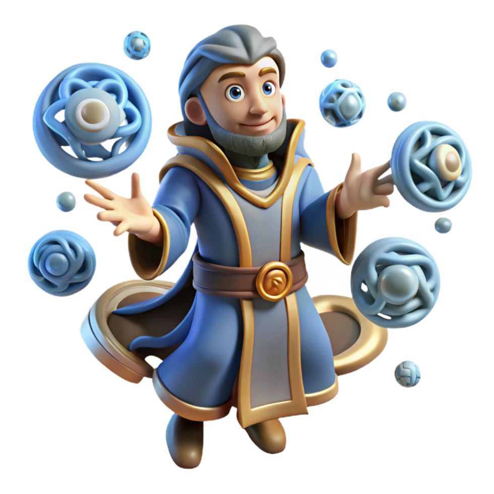 extraordinary traditional extraordinary creative 3D Cartoon Wizard with Magic high resolution exclusive png