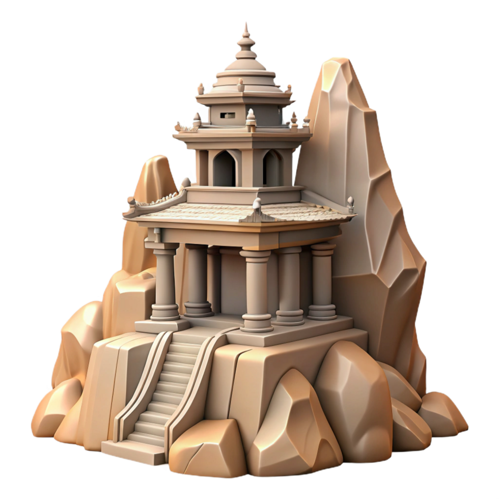wonderful minimalist stunning classic 3D Model Mountain Temple Illustration high resolution high resolution png